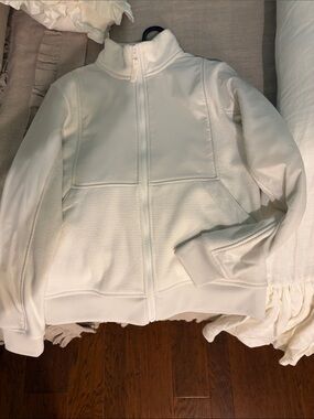 Women's White Zip-Front Bomber Jacket